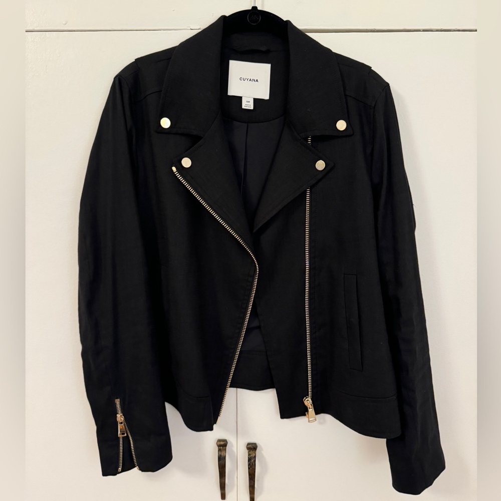 Cuyana Linen Moto Jacket | S Black